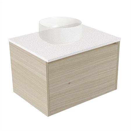 Elementi Sienna 600mm Wall-Hung Vanity Motion Elestone Flat Top Seasoned Oak