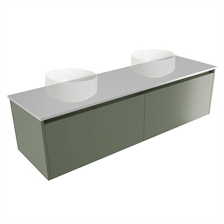 Elementi Sienna 1500mm Double Wall-Hung Vanity Moonlight Elestone Flat Top Green Slate