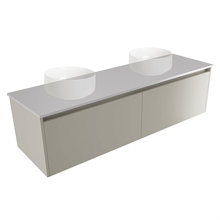 Elementi Sienna 1500mm Double Wall-Hung Vanity Moonlight Elestone Flat Top Dawn Grey