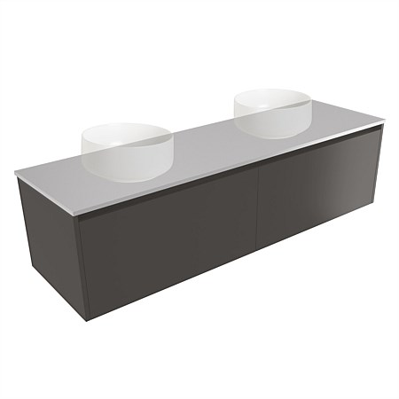 Elementi Sienna 1500mm Double Wall-Hung Vanity Moonlight Elestone Flat Top Bullet