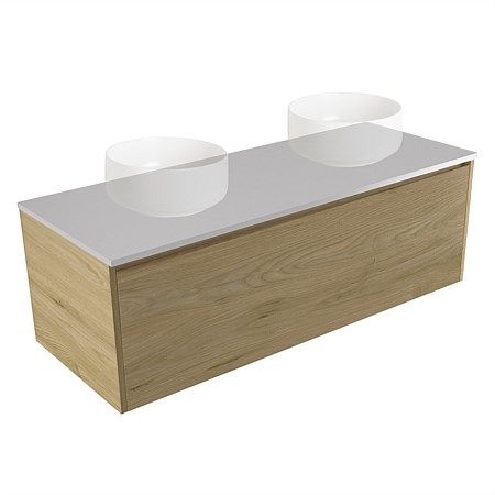 Elementi Sienna 1200mm Double Wall-Hung Vanity Moonlight Elestone Flat Top French Oak Velvet