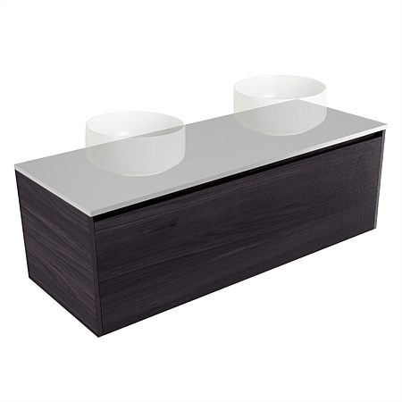 Elementi Sienna 1200mm Double Wall-Hung Vanity Moonlight Elestone Flat Top Fiordland Elm Wilderness