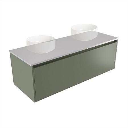 Elementi Sienna 1200mm Double Wall-Hung Vanity Moonlight Elestone Flat Top Green Slate