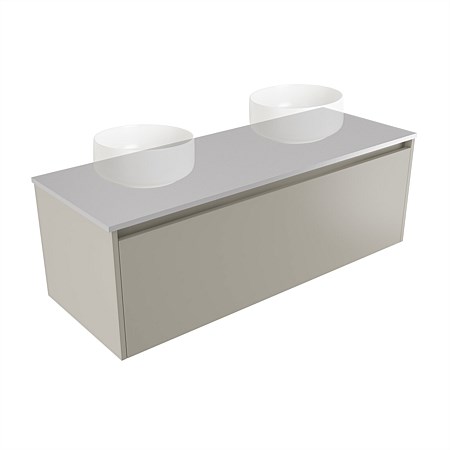 Elementi Sienna 1200mm Double Wall-Hung Vanity Moonlight Elestone Flat Top Dawn Grey