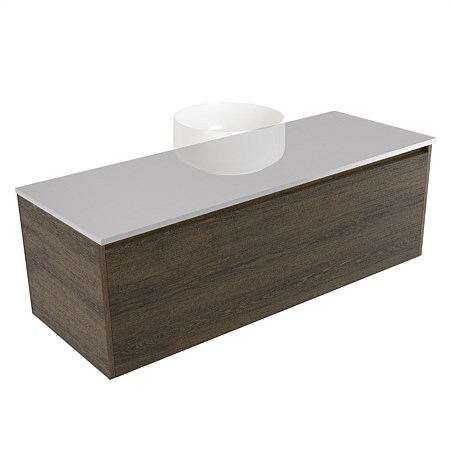 Elementi Sienna 1200mm Wall-Hung Vanity Moonlight Elestone Flat Top Smokey Oak Timberland