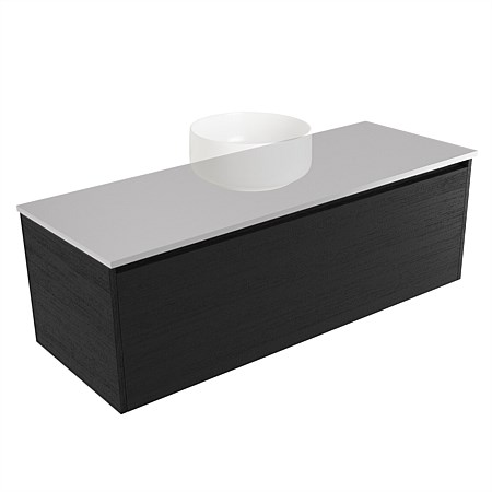 Elementi Sienna 1200mm Wall-Hung Vanity Moonlight Elestone Flat Top Black Timberland