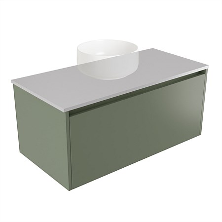 Elementi Sienna 900mm Wall-Hung Vanity Moonlight Elestone Flat Top Green Slate