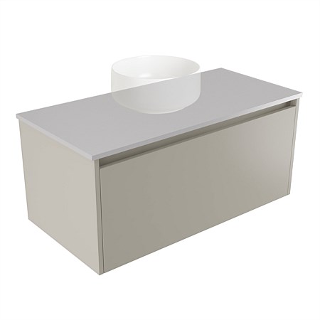 Elementi Sienna 900mm Wall-Hung Vanity Moonlight Elestone Flat Top Dawn Grey