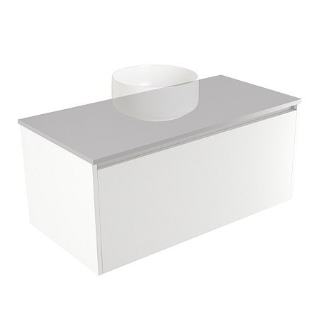 Elementi Sienna 900mm Wall-Hung Vanity Moonlight Elestone Flat Top White Gloss