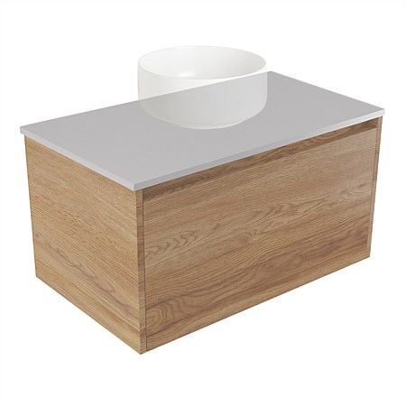 Elementi Sienna 750mm Wall-Hung Vanity Moonlight Elestone Flat Top Southern Oak Timberland