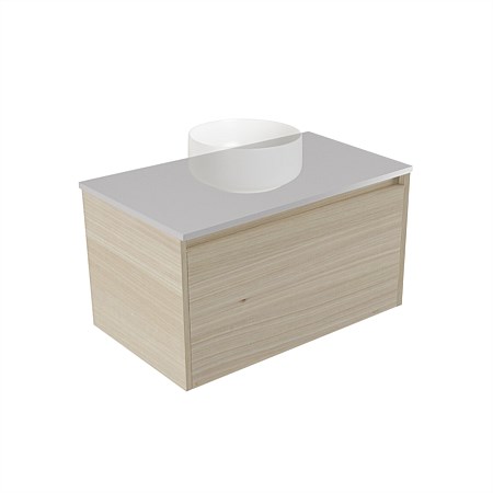 Elementi Sienna 750mm Wall-Hung Vanity Moonlight Elestone Flat Top Seasoned Oak