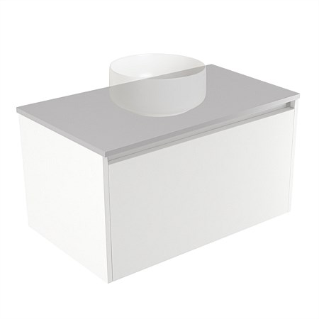 Elementi Sienna 750mm Wall-Hung Vanity Moonlight Elestone Flat Top White Gloss