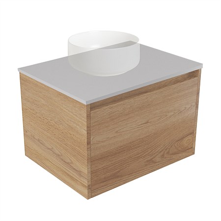 Elementi Sienna 600mm Wall-Hung Vanity Moonlight Elestone Flat Top Southern Oak Timberland