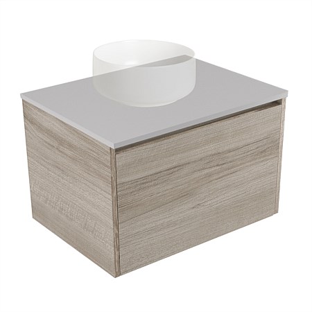 Elementi Sienna 600mm Wall-Hung Vanity Moonlight Elestone Flat Top Ashen Walnut Timberland