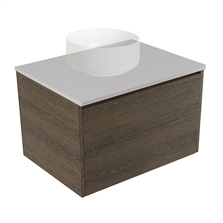 Elementi Sienna 600mm Wall-Hung Vanity Moonlight Elestone Flat Top Smokey Oak Timberland