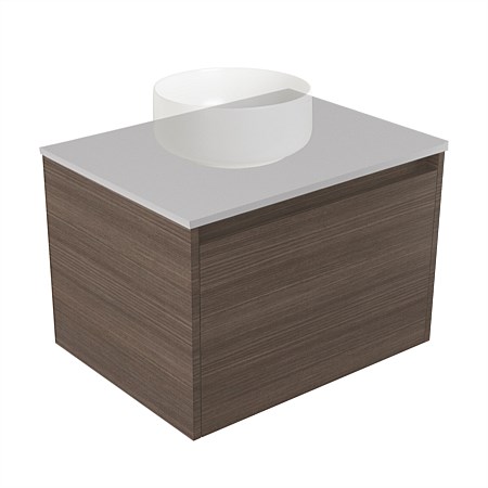 Elementi Sienna 600mm Wall-Hung Vanity Moonlight Elestone Flat Top Charred Oak