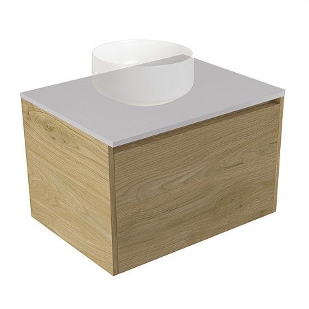 Elementi Sienna 600mm Wall-Hung Vanity Moonlight Elestone Flat Top French Oak Velvet