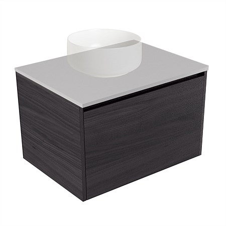 Elementi Sienna 600mm Wall-Hung Vanity Moonlight Elestone Flat Top Fiordland Elm Wilderness