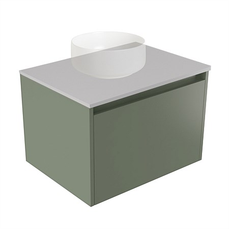 Elementi Sienna 600mm Wall-Hung Vanity Moonlight Elestone Flat Top Green Slate