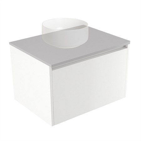 Elementi Sienna 600mm Wall-Hung Vanity Moonlight Elestone Flat Top White Gloss