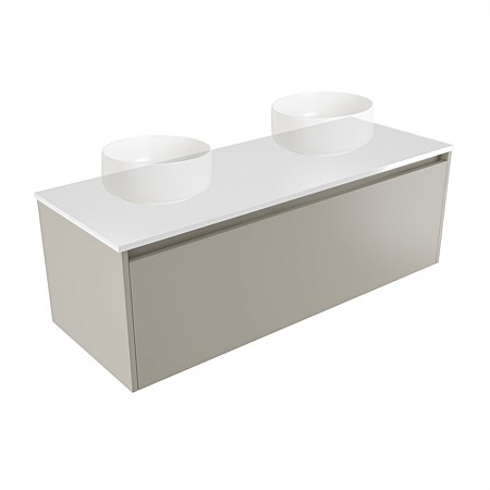 Elementi Sienna 1200mm Double Wall-Hung Vanity White Elestone Top Dawn Grey
