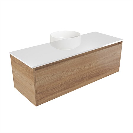 Elementi Sienna 1200mm Wall-Hung Vanity White Elestone Top Southern Oak Timberland