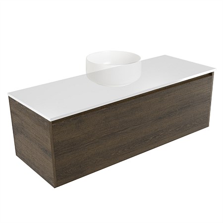 Elementi Sienna 1200mm Wall-Hung Vanity White Elestone Top Smokey Oak Timberland