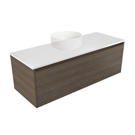 Elementi Sienna 1200mm Wall-Hung Vanity White Elestone Top Charred Oak