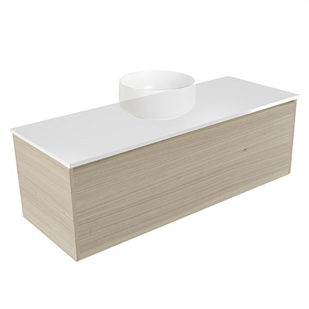 Elementi Sienna 1200mm Wall-Hung Vanity White Elestone Top Seasoned Oak
