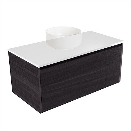 Elementi Sienna 900mm Wall-Hung Vanity White Elestone Top Fiordland Elm Wilderness