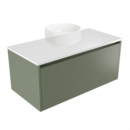 Elementi Sienna 900mm Wall-Hung Vanity White Elestone Top Green Slate