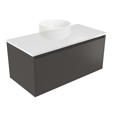 Elementi Sienna 900mm Wall-Hung Vanity White Elestone Top Bullet