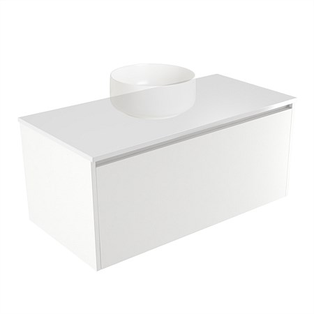 Elementi Sienna 900mm Wall-Hung Vanity White Elestone Top White Gloss