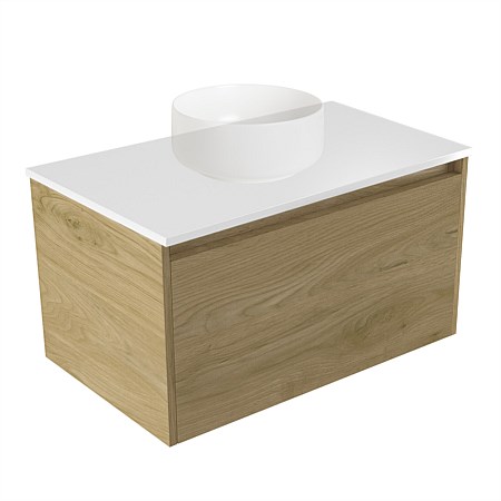 Elementi Sienna 750mm Wall-Hung Vanity White Elestone Top French Oak Velvet