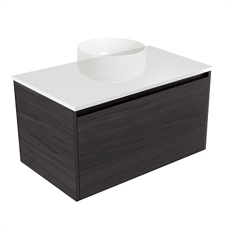 Elementi Sienna 750mm Wall-Hung Vanity White Elestone Top Fiordland Elm Wilderness