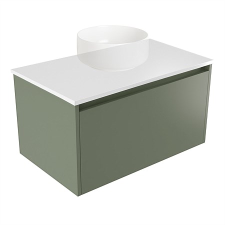 Elementi Sienna 750mm Wall-Hung Vanity White Elestone Top Green Slate