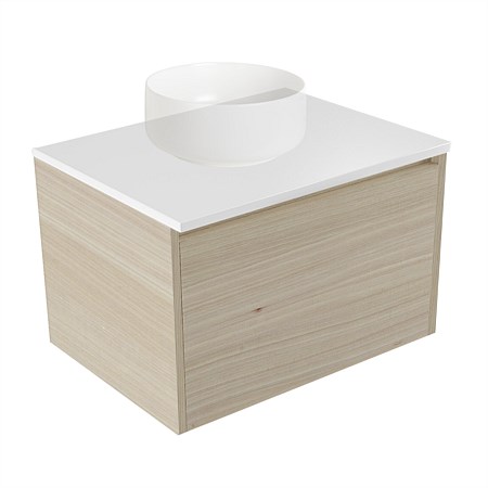 Elementi Sienna 600mm Wall-Hung Vanity White Elestone Top Seasoned Oak