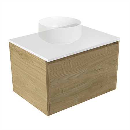 Elementi Sienna 600mm Wall-Hung Vanity White Elestone Top French Oak Velvet