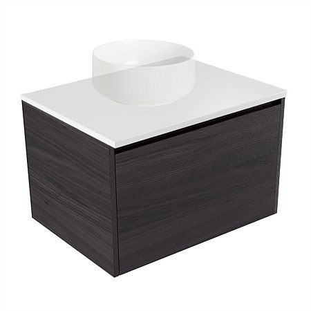 Elementi Sienna 600mm Wall-Hung Vanity White Elestone Top Fiordland Elm Wilderness