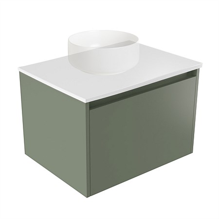 Elementi Sienna 600mm Wall-Hung Vanity White Elestone Top Green Slate
