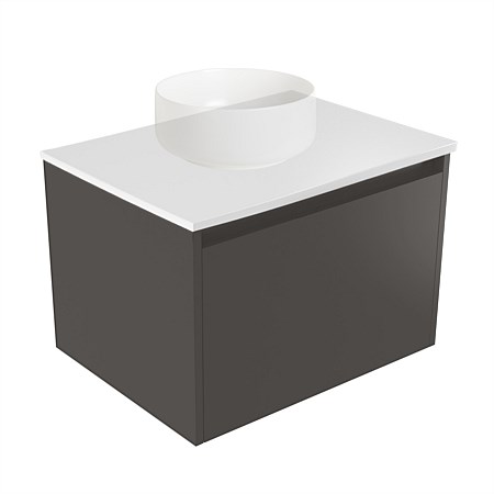 Elementi Sienna 600mm Wall-Hung Vanity White Elestone Top Bullet