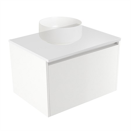 Elementi Sienna 600mm Wall-Hung Vanity White Elestone Top White Gloss
