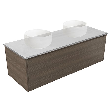 Elementi Sienna 1200mm Grey Concrete Top Double Wall-Hung Vanity Charred Oak