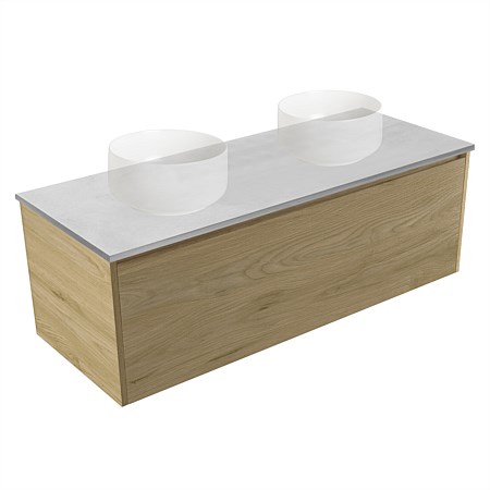 Elementi Sienna 1200mm Grey Concrete Top Double Wall-Hung Vanity French Oak Velvet