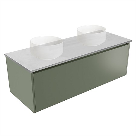 Elementi Sienna 1200mm Grey Concrete Top Double Wall-Hung Vanity Green Slate