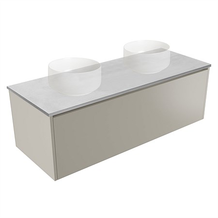 Elementi Sienna 1200mm Grey Concrete Top Double Wall-Hung Vanity Dawn Grey
