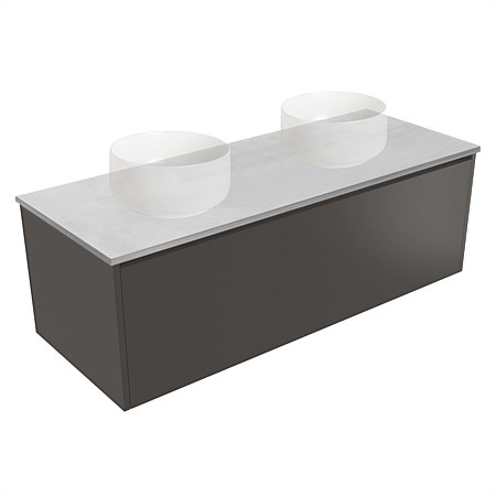 Elementi Sienna 1200mm Grey Concrete Top Double Wall-Hung Vanity Bullet