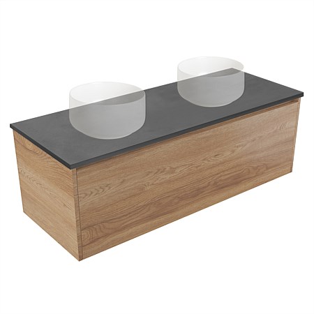 Elementi Sienna 1200mm Graphite Concrete Top Double Wall-Hung Vanity Southern Oak Timberland