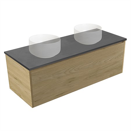 Elementi Sienna 1200mm Graphite Concrete Top Double Wall-Hung Vanity French Oak Velvet