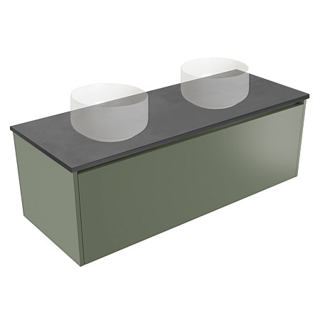 Elementi Sienna 1200mm Graphite Concrete Top Double Wall-Hung Vanity Green Slate